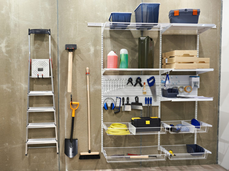 tools and DIY equipment on wire shelves that can be adjusted to different heights