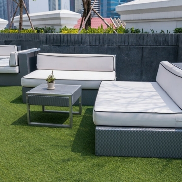 garden furniture on artificial grass