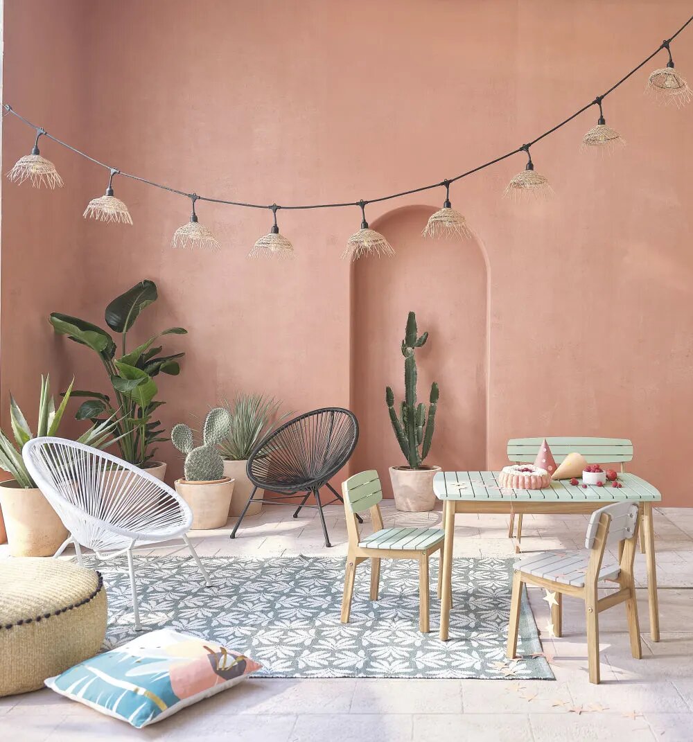 children's garden table in pastel green