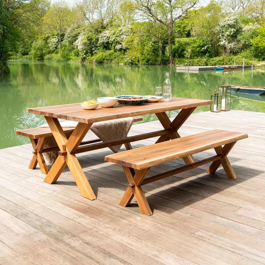 alexander rose acacia table bench set