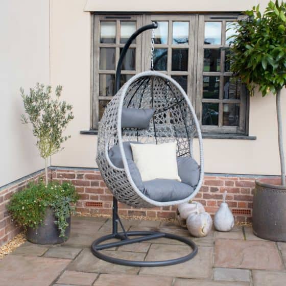 maze ascot grey rattan hanging chair
