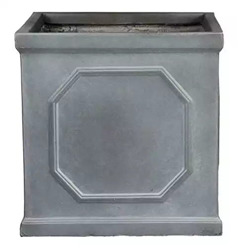 IDEALIST Medium Flower Outdoor Garden Planter Floor Pot with Drainage Hole Contemporary Light Concrete Chelsea Square Box W45 H45 L45 cm Grey, 91 ltrs.