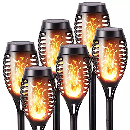 Geemoo 6-Pack Solar Flickering Flame Lights